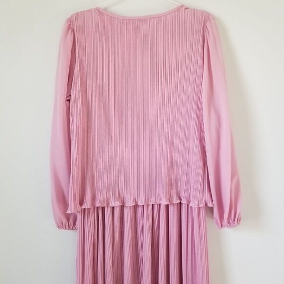 Vintage Darcy Pink Pleated Ruffle Dress - see measurements - Picture 8 of 11